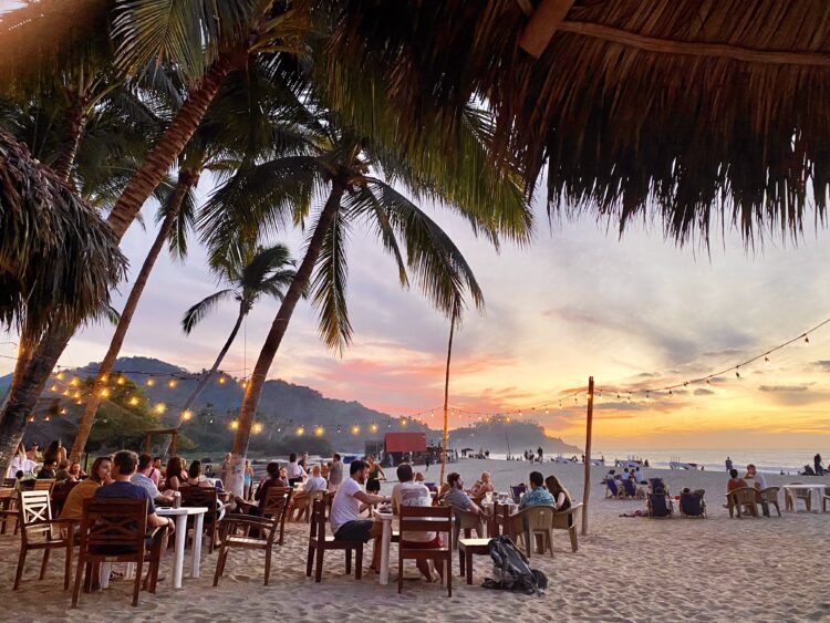 Sunset dinner on the main street of San Pancho